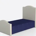 Minimalist Fabric Upholstered Twin Bed 3D Model Left 45 Degree View