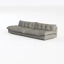 Minimalist Light Gray Fabric Oversized Sofa 3D Model Left 45 Degree View