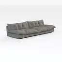 Minimalist Light Gray Fabric Oversized Sofa 3D Model Right 45 Degree View