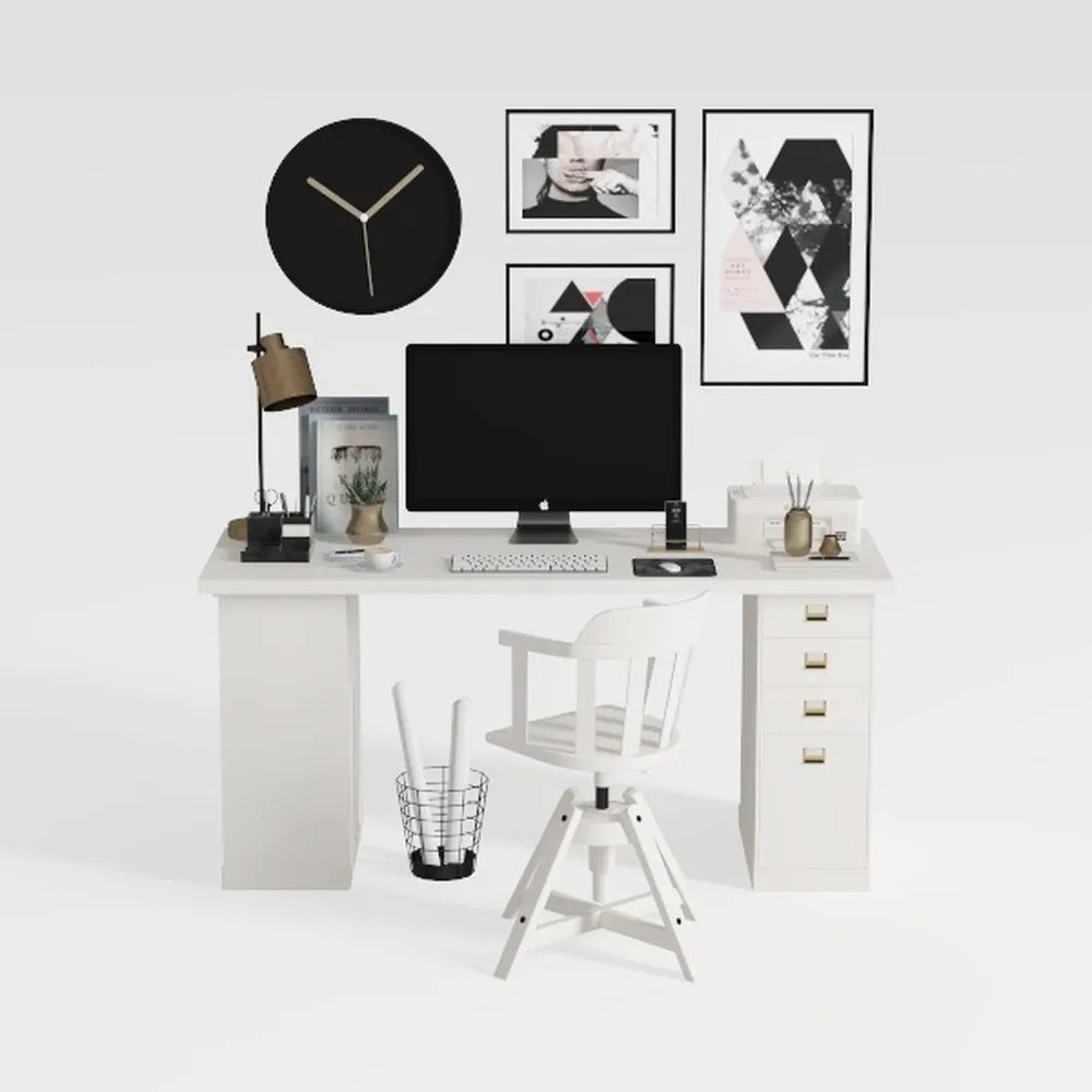 2-Piece Home Office with Desk & 3-Drawer Filling C