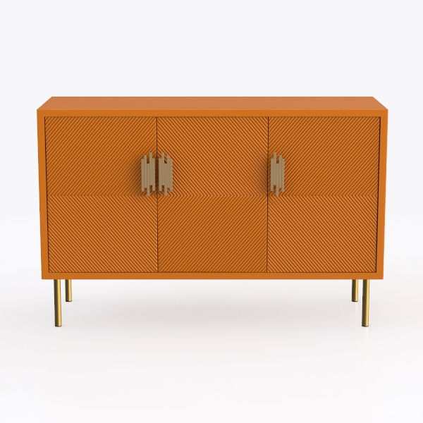 Orange Metal Storage Cabinet With 2 Doors - (31.5H