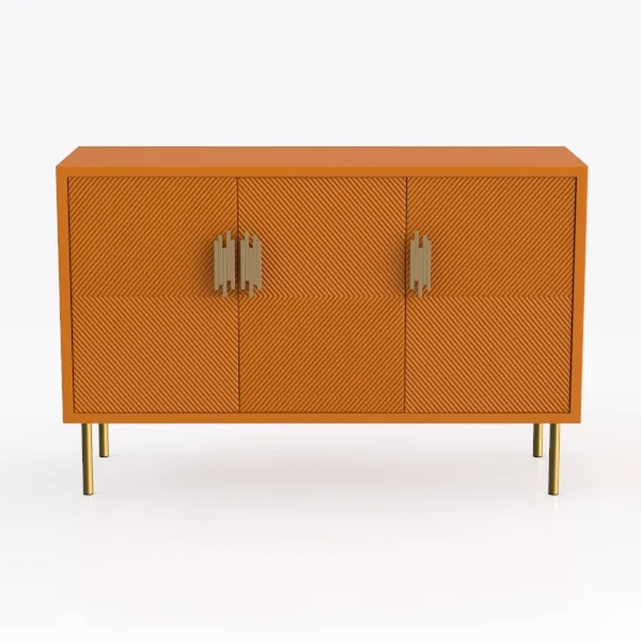 Orange Metal Storage Cabinet With 2 Doors - (31.5H