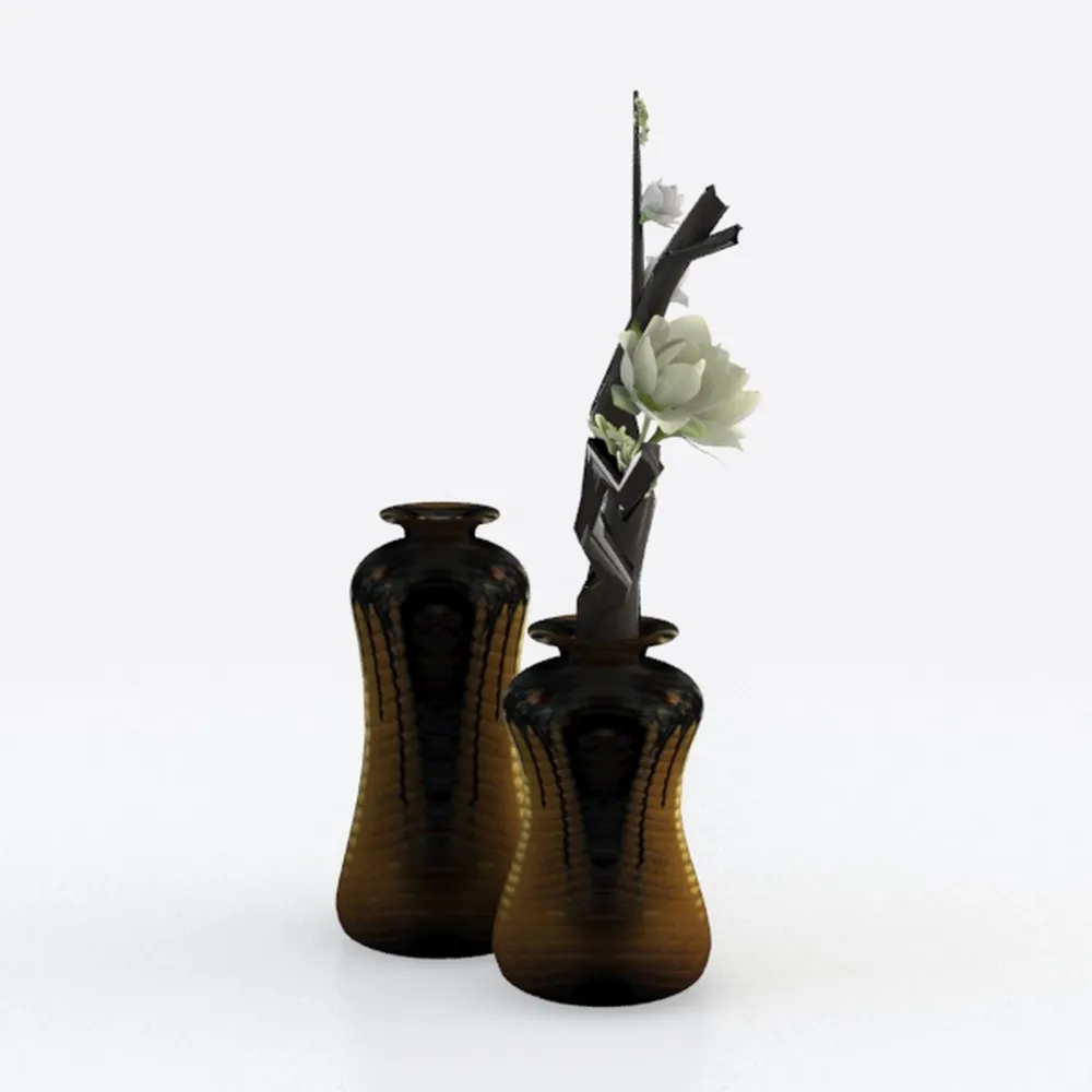 Black Rustic Ceramic Tall Floor Vase, 19.7 Inch