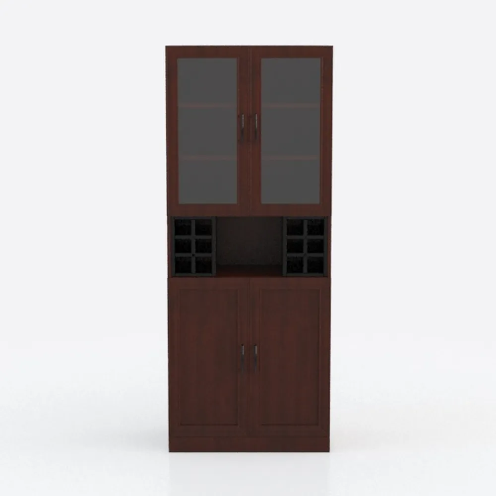 67''H Dark Brown Tall Corner Storage Cabinet with