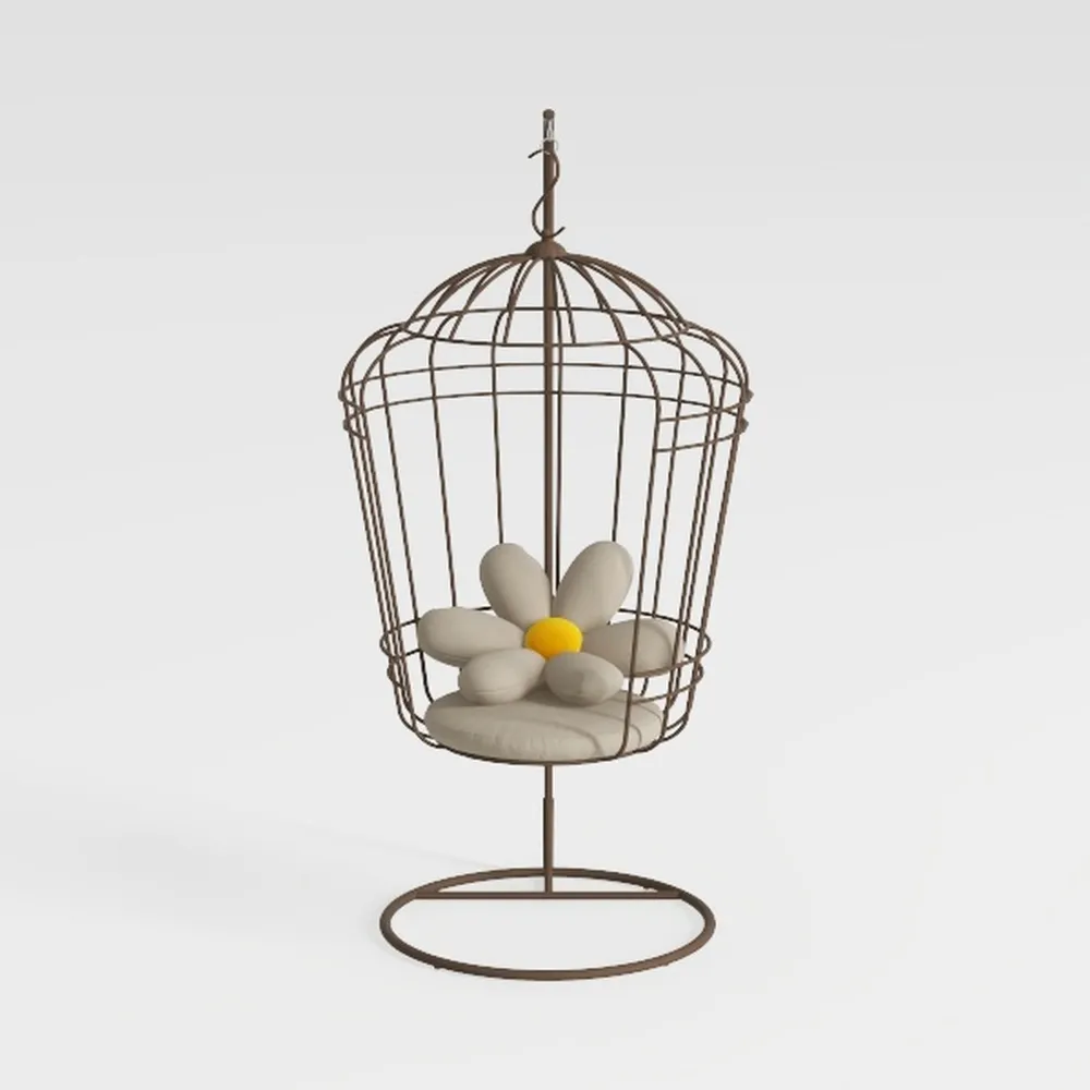 40.8 in. W Outdoor Gray Rattan Patio Swing Hanging