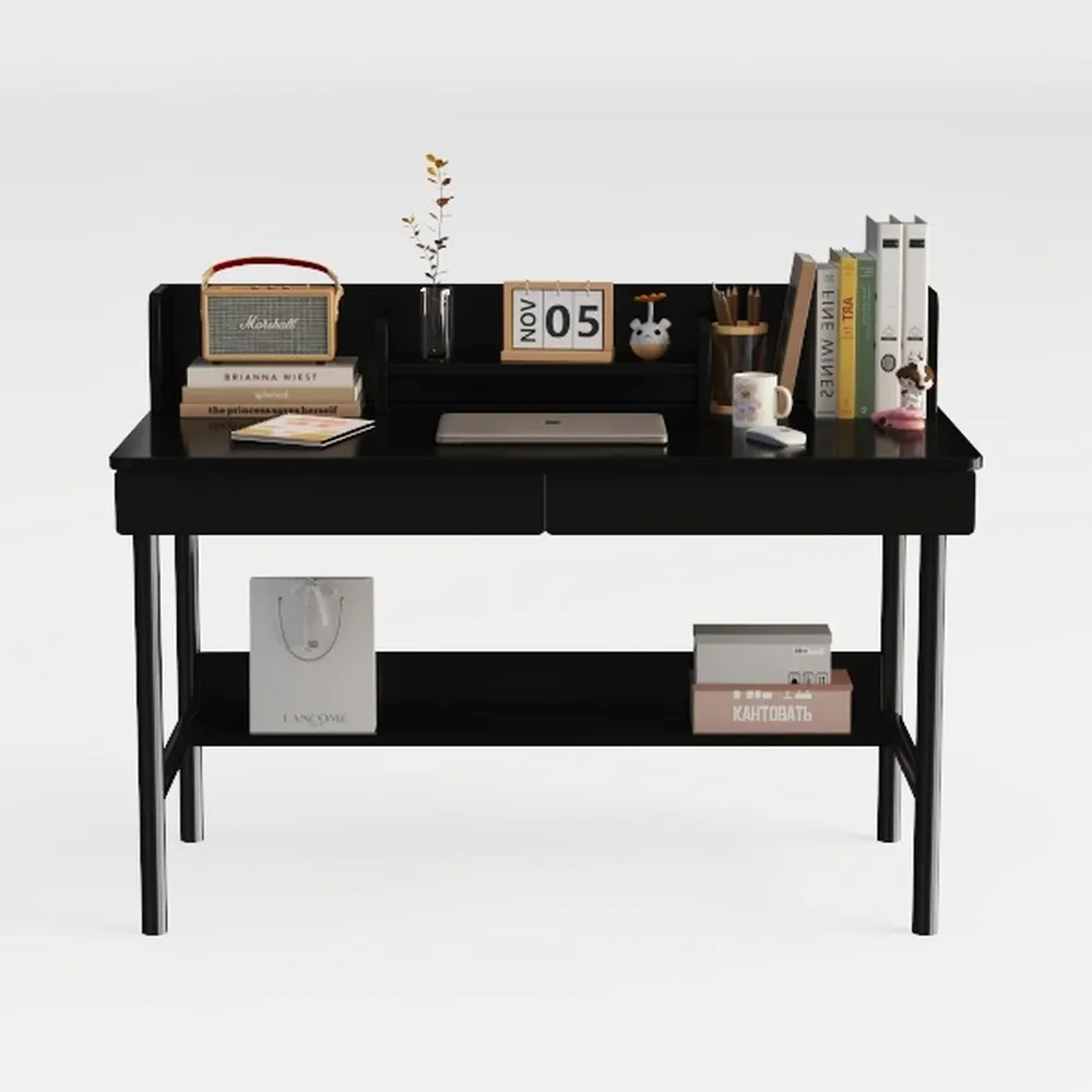 Generico Scrivania per Computer Nera Piccola con Doppio vano portaoggetti, scrivania di Grande capacità, Versatile per Ufficio, Studio e Gaming - 100x45x70 cm (39,4x17,7x27,6 Pollici)