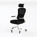 Modern Mesh Fabric White Frame Ergonomic Office Chair 3D Model Left 45 Degree View