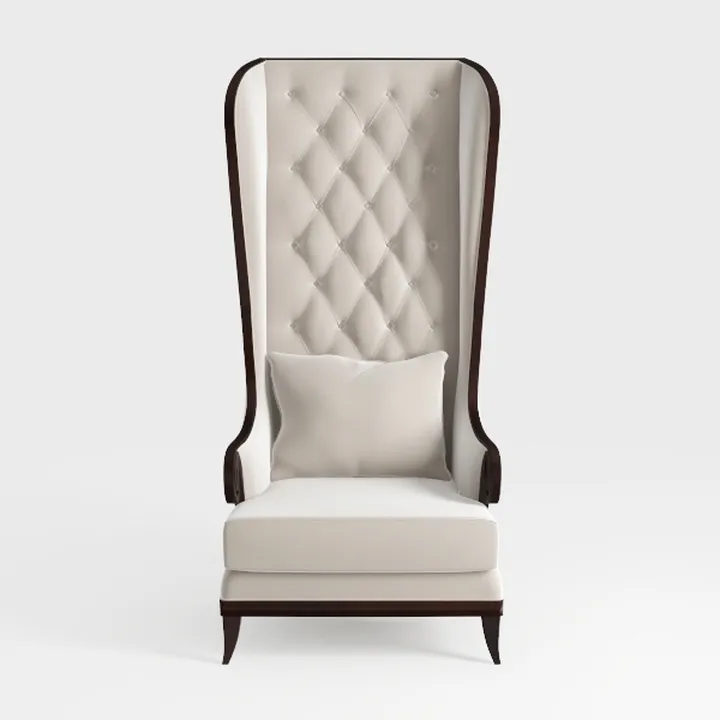 Modern Tufted Leather High Back Wing Chair 3D Model