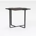 Modern Walnut Wood Black Metal C Shape Side Table 3D Model Right 45 Degree View