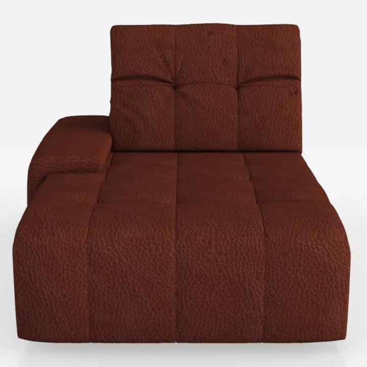 Modern Brown Leather Tufted Chaise Lounge 3D Model