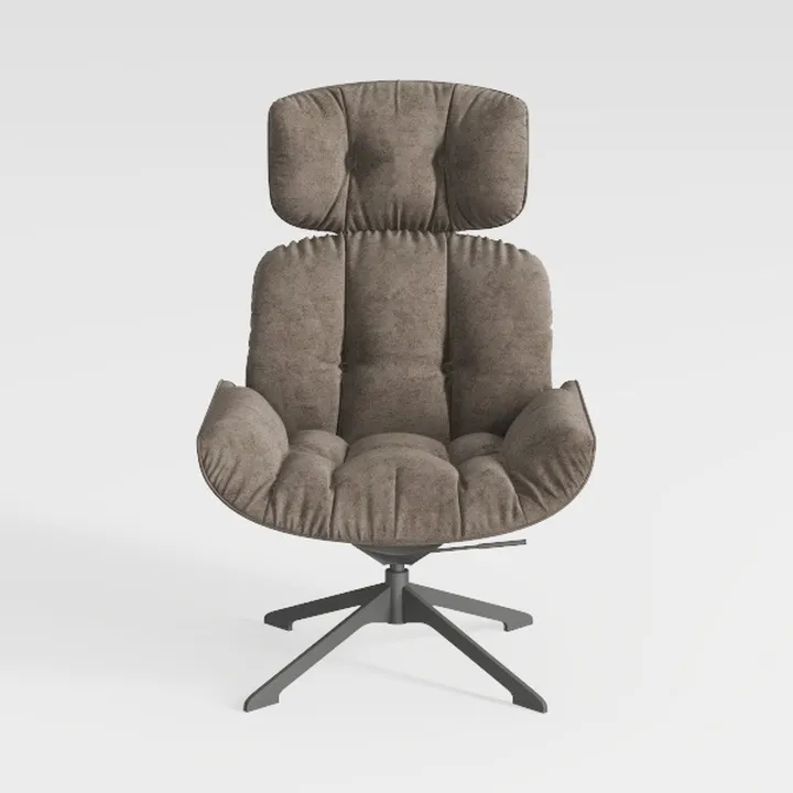 Minimalist Fabric Upholstered Swivel Lounge Chair 3D Model