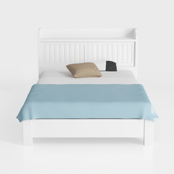 Modern Solid Wood Platform Bed with Adjustable Hea