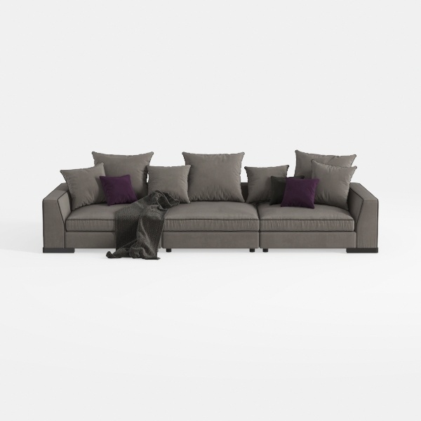 Madison 158&quot; Light Gray Fabric 7 Piece Modular