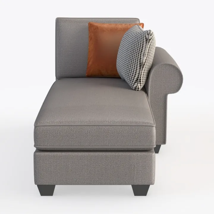 Modern Fabric Upholstered Chaise Lounge with Decorative Throw Pillows 3D Model