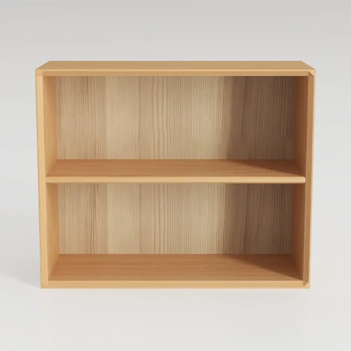 Minimalist Solid Oak Wood Bookshelf 2 Tier Open Storage 3D Model