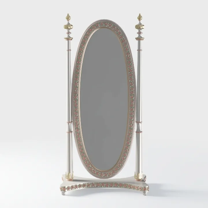 Vintage Ornate Oval Freestanding Full Length Floor Mirror 3D Model