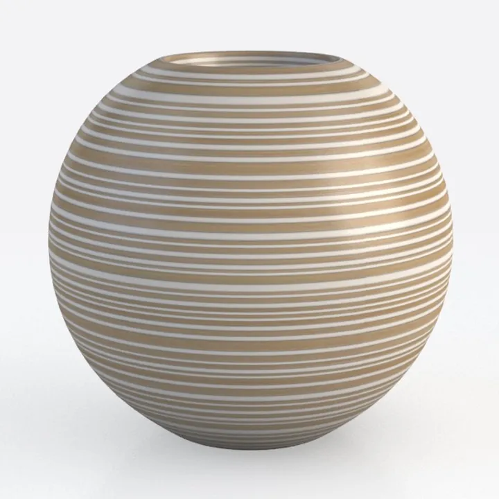 Modern Ceramic Vase, Black and Grey Striped