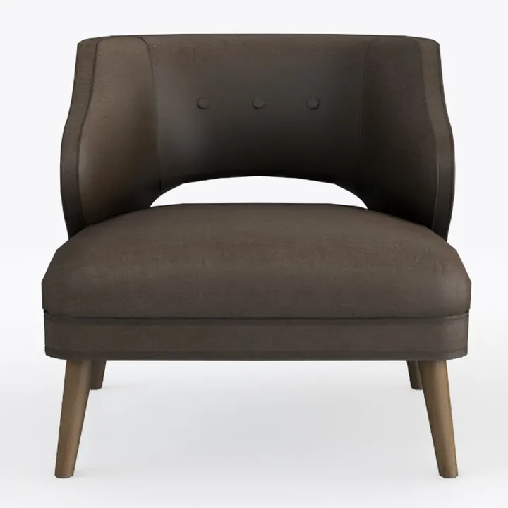 Mid Century Brown Fabric Upholstered Accent Armchair 3D Model