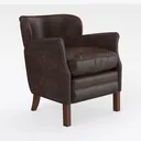 Vintage Brown Leather Nailhead Trim Armchair 3D Model Right 45 Degree View