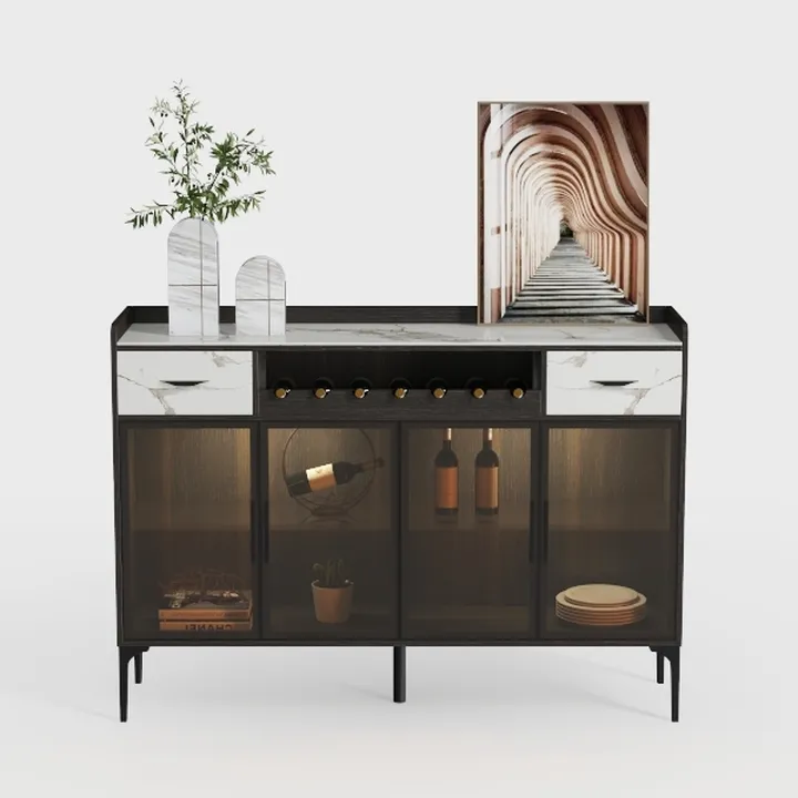 Fluted Sideboard Buffet Cabinet with Charging