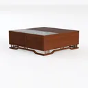 Chinese Style Solid Wood Marble Top Storage Coffee Table 3D Model Left 45 Degree View