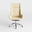 Modern Beige Leather High Back Office Chair 3D Model Front View
