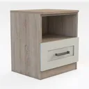 Farmhouse Nightstand with Charging Station, Rustic Right 45 Degree View