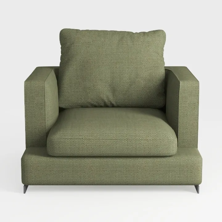 Minimalist Sage Fabric Armchair 3D Model