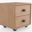 Minimalist Solid Wood Two Drawer Nightstand 3D Model Right 45 Degree View