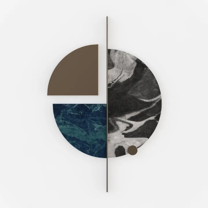 Modern Marble Metal Geometric Wall Art Decor 3D Model