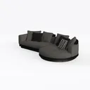 109'' Curved Couch, Mid Century Modern Half Moon Left 45 Degree View