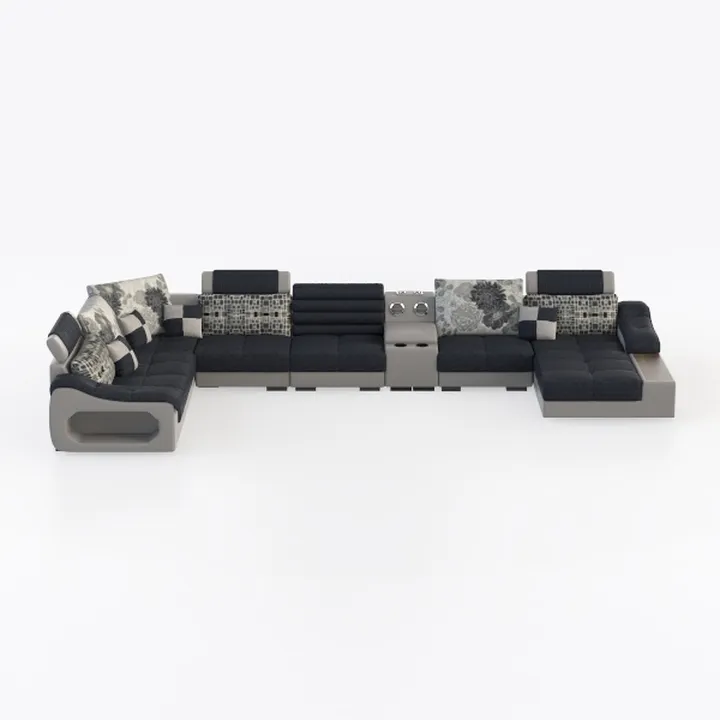 123 Inch U-Shaped Sectional Sofa Comfy Chenille，6-