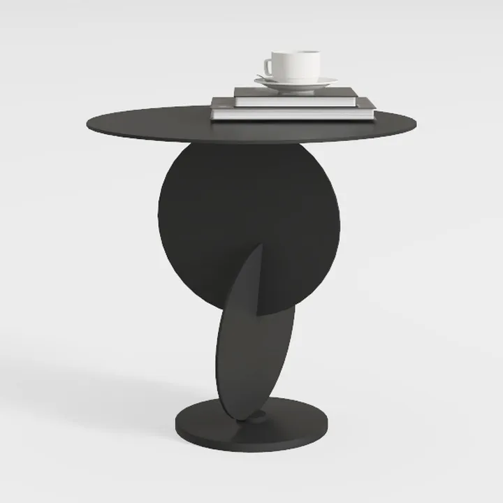 Minimalist Black Metal Round Side Table Creative Geometric Design 3D Model