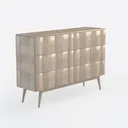 Modern Minimalist Solid Wood Dresser Cabinet with Wave Pattern Front 3D Model Right 45 Degree View