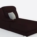 Modern Fabric Left Arm Chaise Lounge with Throw Pillow 3D Model Right 45 Degree View