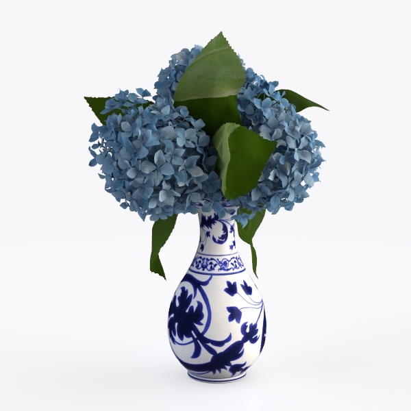 Hollyone Hydrangea Artificial Flowers with Vase