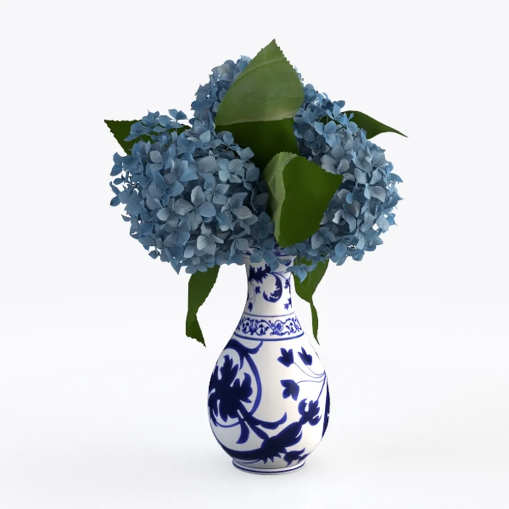 Hollyone Hydrangea Artificial Flowers with Vase