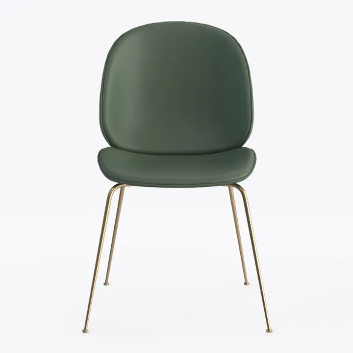 Modern Dark Green Velvet Gold Metal Leg Dining Chair 3D Model