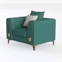 HomeStock Velvet Accent Chair - Modern Green Livin Left 45 Degree View