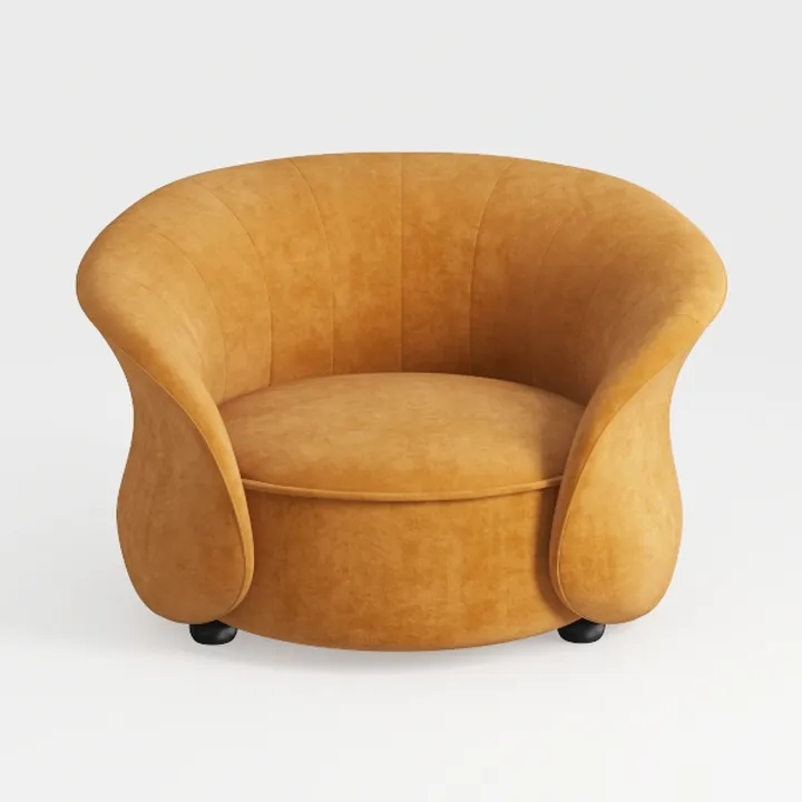 Modern Minimalist Velvet Curved Accent Armchair 3D Model