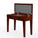 Solid Walnut Wood Vanity Table with Flip Top Mirror Storage Drawers 3D Model Left 45 Degree View