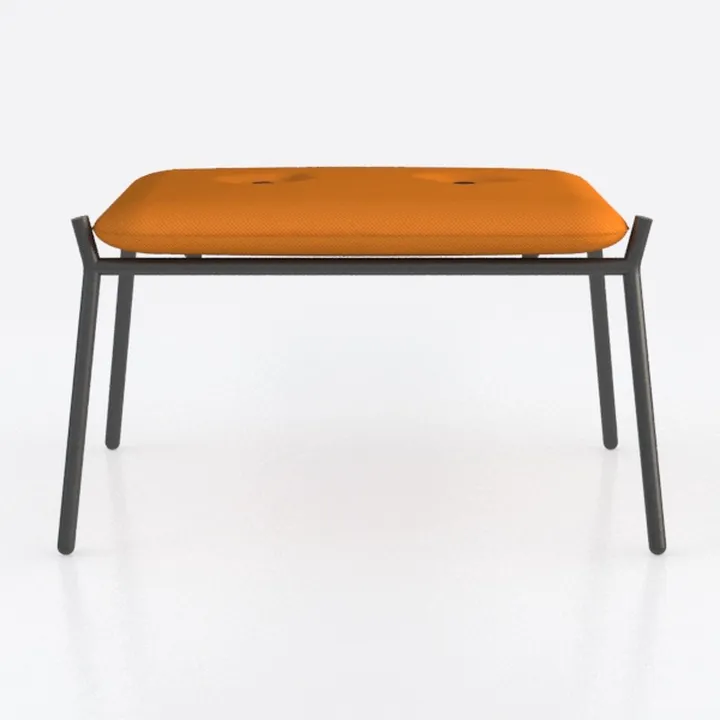 Modern Minimalist Orange Fabric Upholstered Metal Ottoman 3D Model