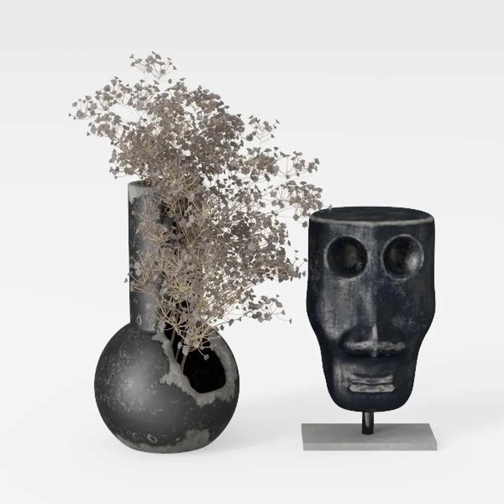 Large Ceramic Rustic Vase with 2 Handles, 9.8 inch