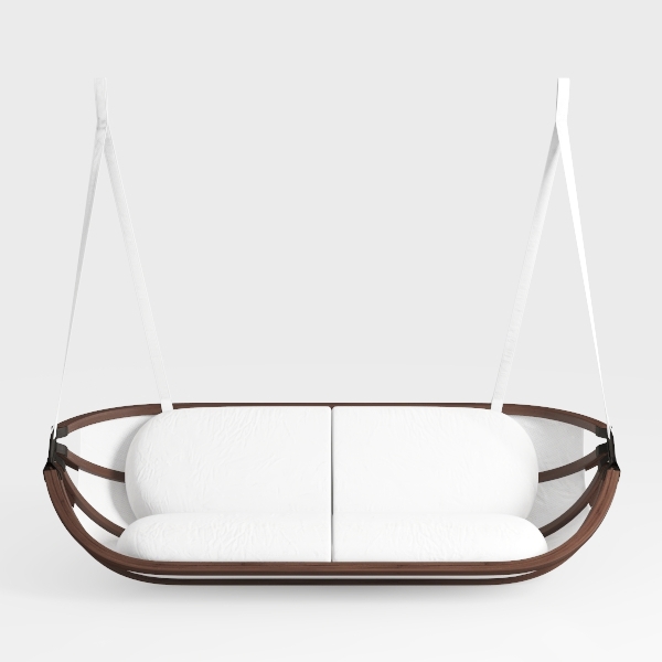 Brown Wood Oversized Patio Swing Hammock Chair wit