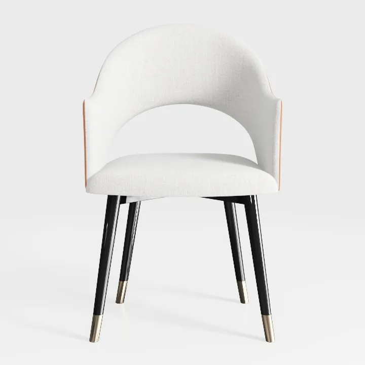 Modern Leather Dining Chair Set of 2, with Metal