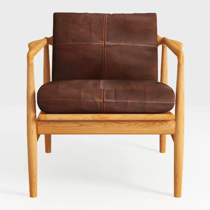 Walnut Finish Sleek Design Accent Chair Brown Faux