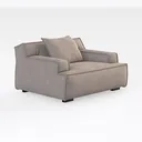 Minimalist Fabric Armchair with Accent Pillow Soft Comfy 3D Model Right 45 Degree View