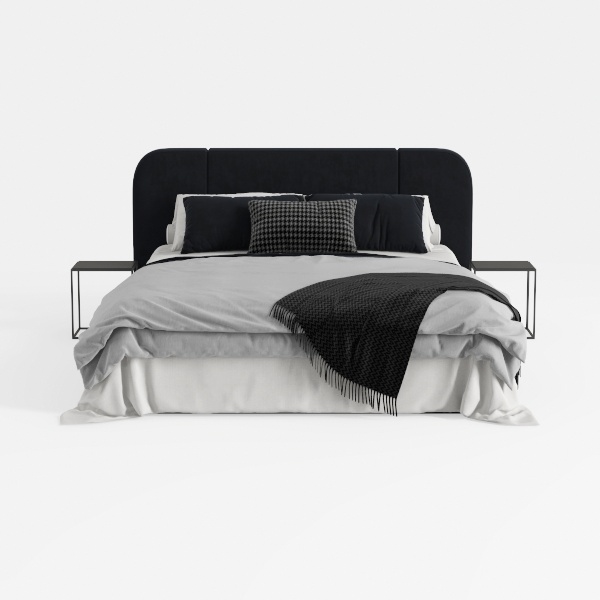 Acme Rivas Channel-Tufted Fabric Queen Bed with Ov