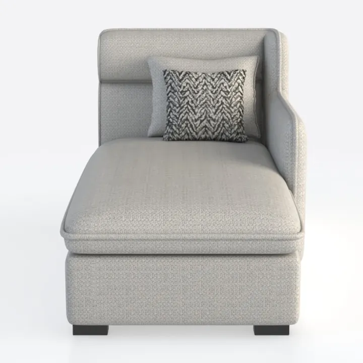 Minimalist Fabric Chaise Lounge with Decorative Throw Pillow 3D Model