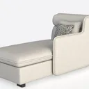 Minimalist Fabric Chaise Lounge with Decorative Throw Pillow 3D Model Left 45 Degree View
